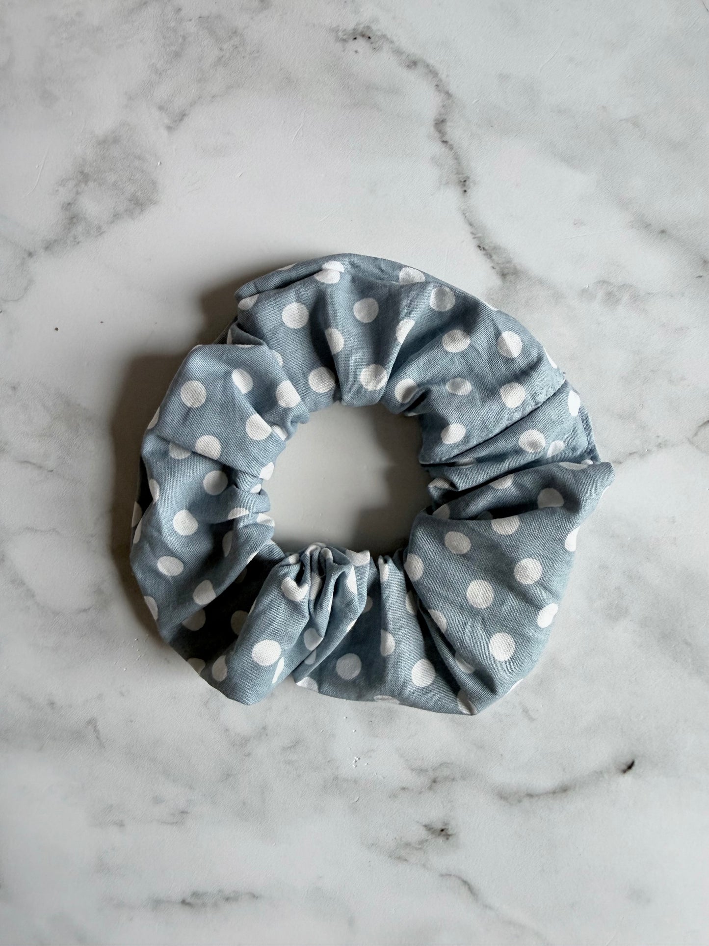 COBALT POLKA DOT SCRUNCHIE