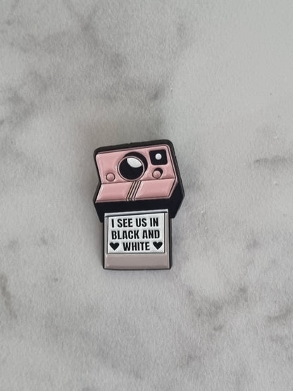 Black and White Enamel Pin Badge