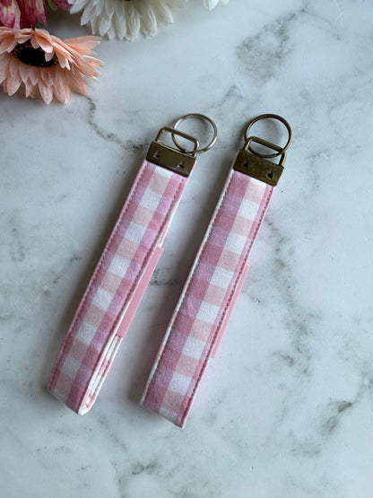 Pink Gingham Wristlet