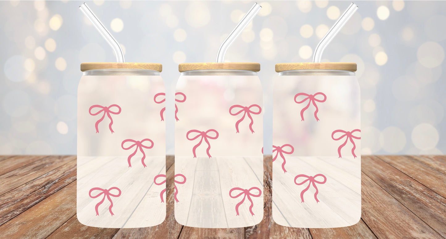 Pink Sweet Bows Can Glass