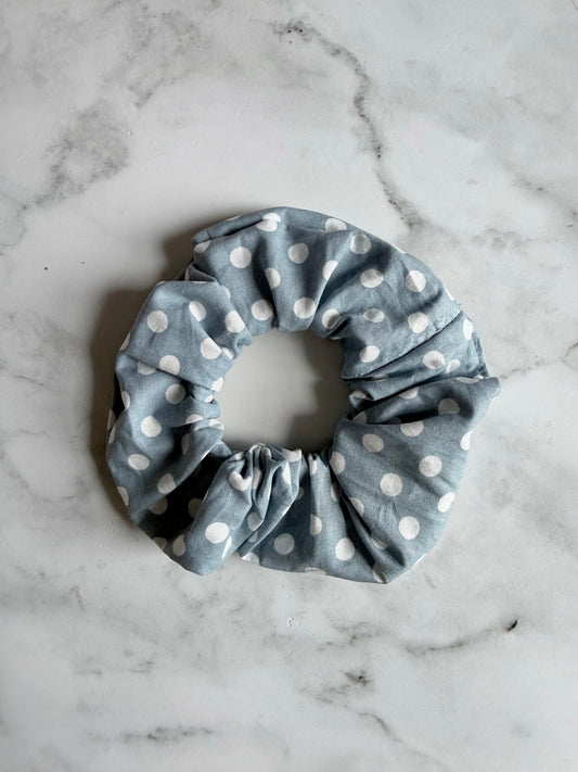 COBALT POLKA DOT SCRUNCHIE