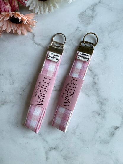Pink Gingham Wristlet
