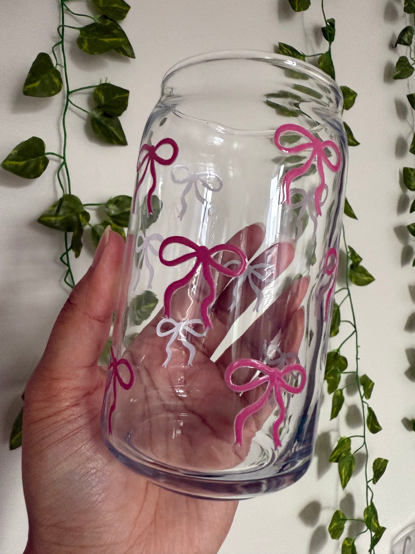 Pink Sweet Bows Can Glass