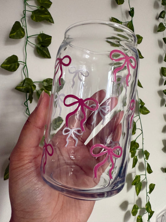 Pink Sweet Bows Can Glass