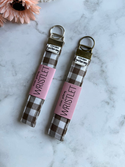 Brown Gingham Wristlet