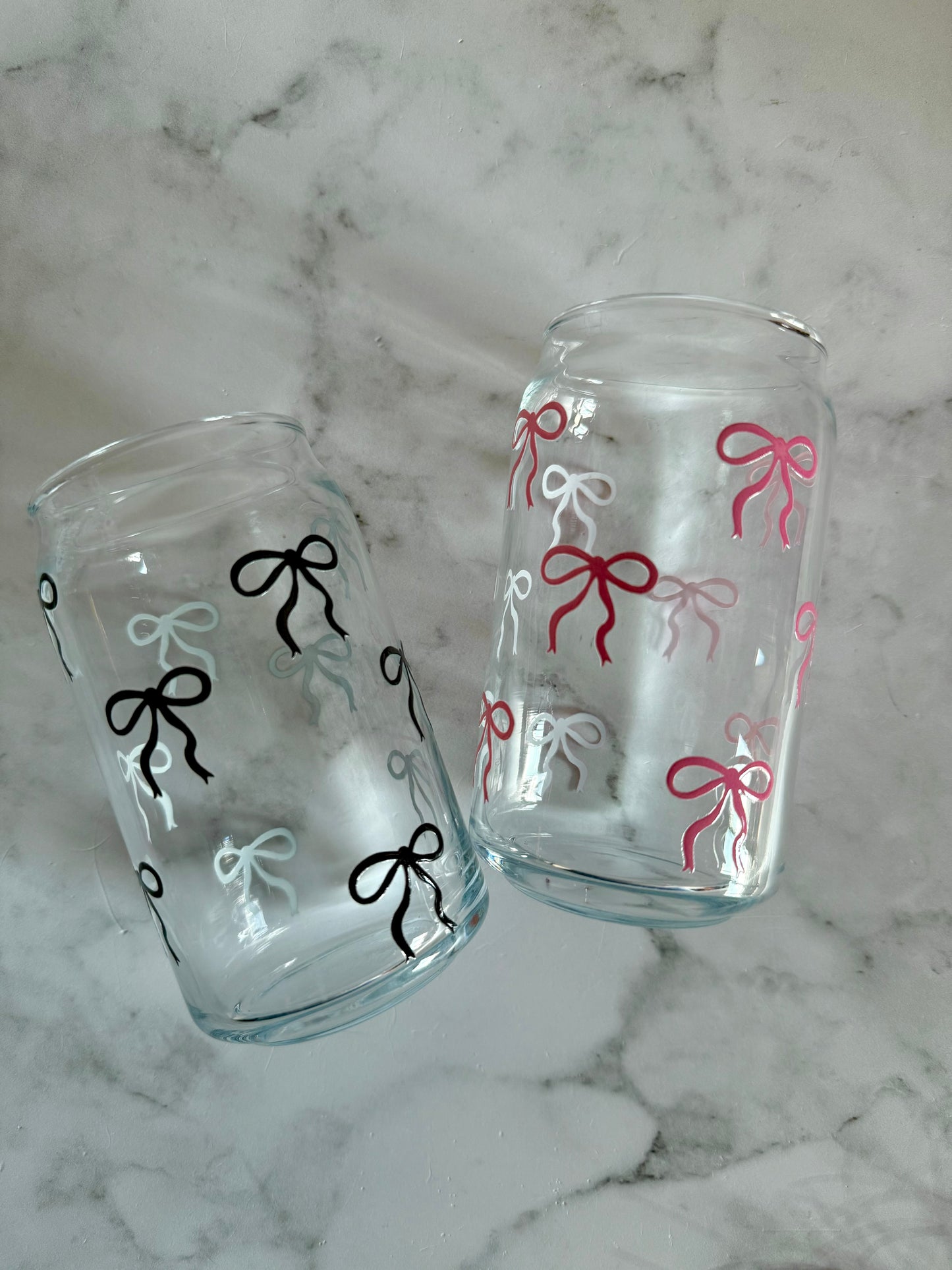 Pink Sweet Bows Can Glass