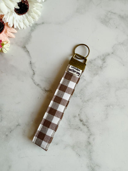 Brown Gingham Wristlet