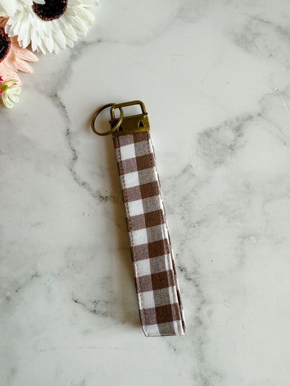 Brown Gingham Wristlet
