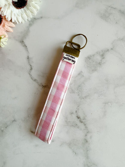 Pink Gingham Wristlet