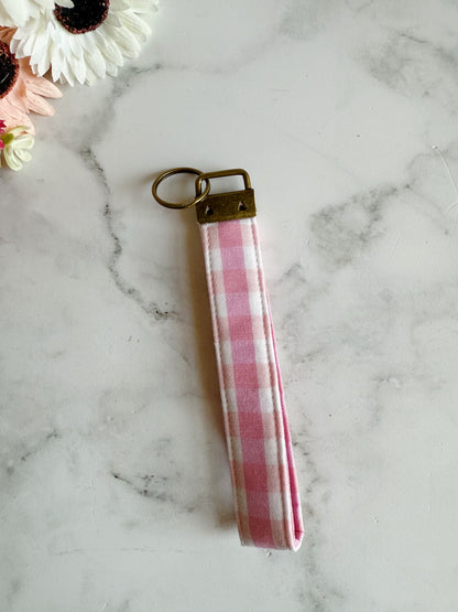 Pink Gingham Wristlet